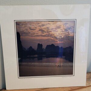 Fishing the Yulong by Gene Davis Photography with Mat Artist Signed 1992